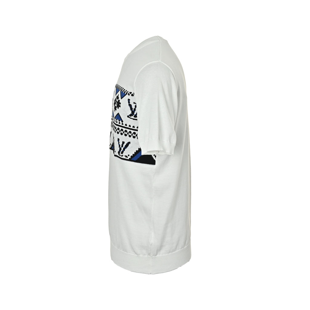 Louis Vuitton Fair Isle Knit Short-Sleeve Top in White