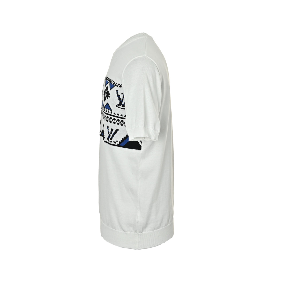 Louis Vuitton Fair Isle Knit Short-Sleeve Top in White