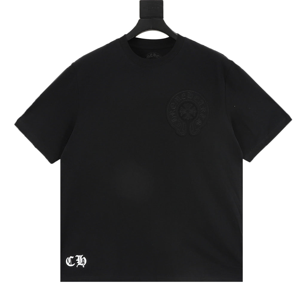 Chrome Hearts Men's Black Embossed Horseshoe Logo T-Shirt