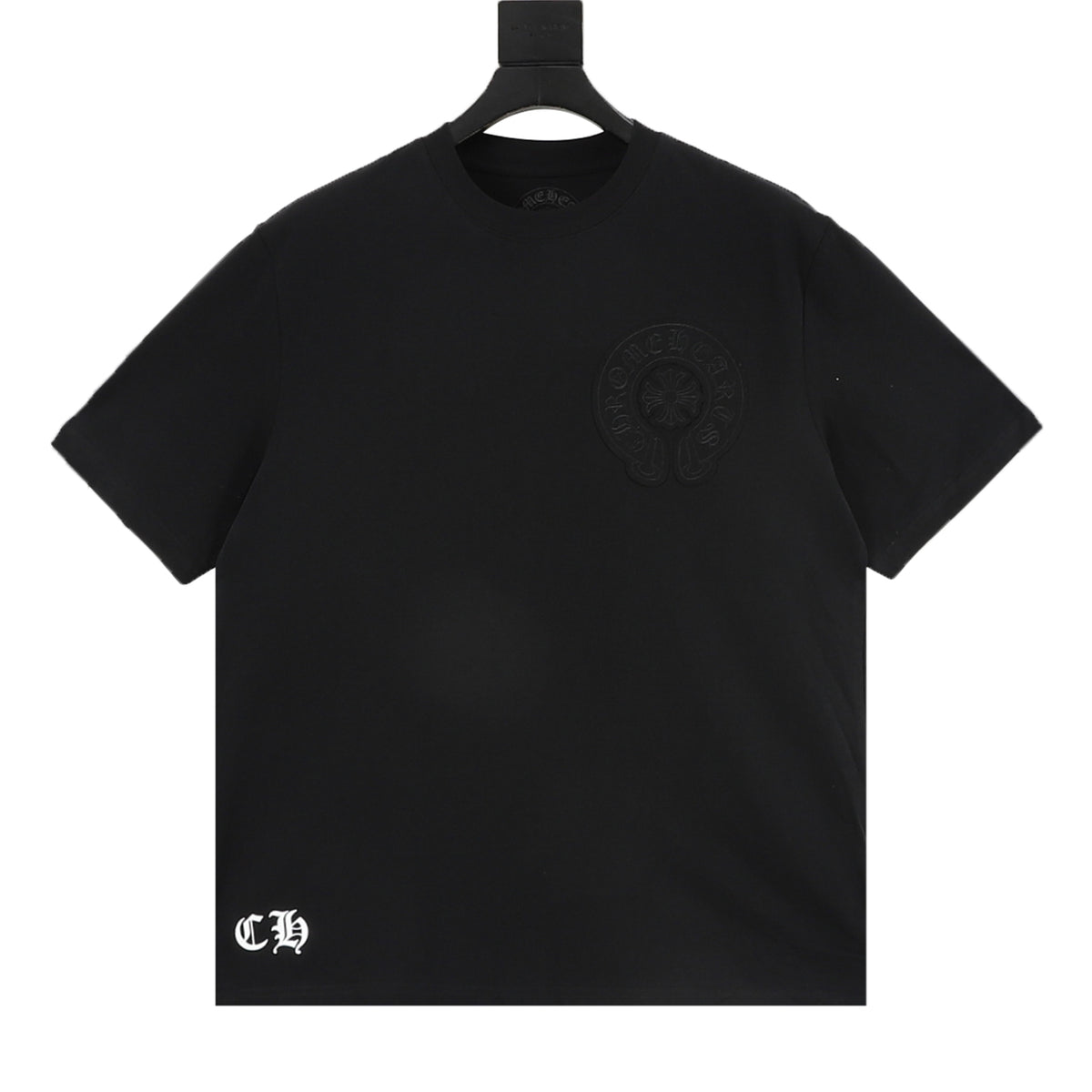 Chrome Hearts Men's Black Embossed Horseshoe Logo T-Shirt