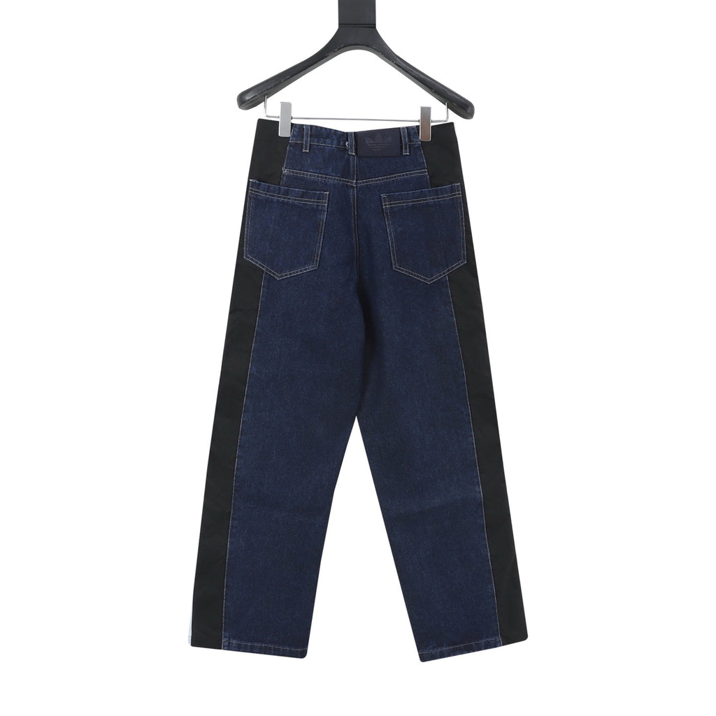 adidas Originals Women's Men's Black Side-Stripe Panelled Wide-Leg Denim Jeans