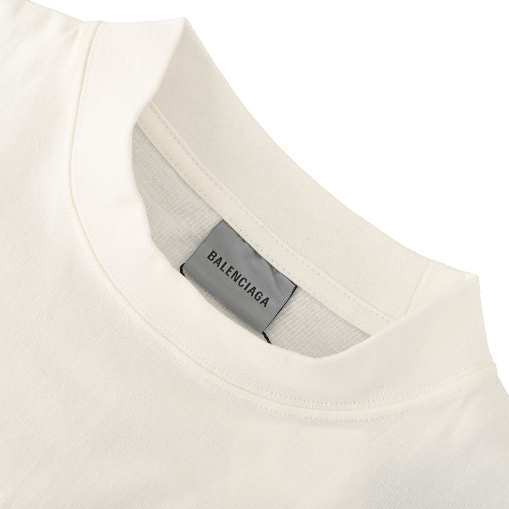Balenciaga Men's Off-White Tie-Dye Mock Neck T-Shirt