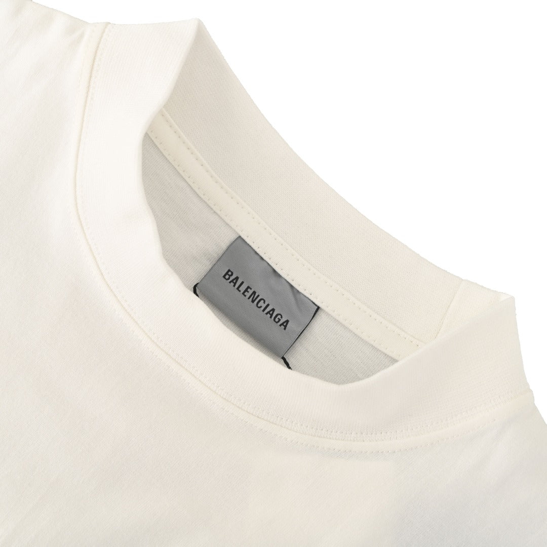 Balenciaga Men's Off-White Tie-Dye Mock Neck T-Shirt