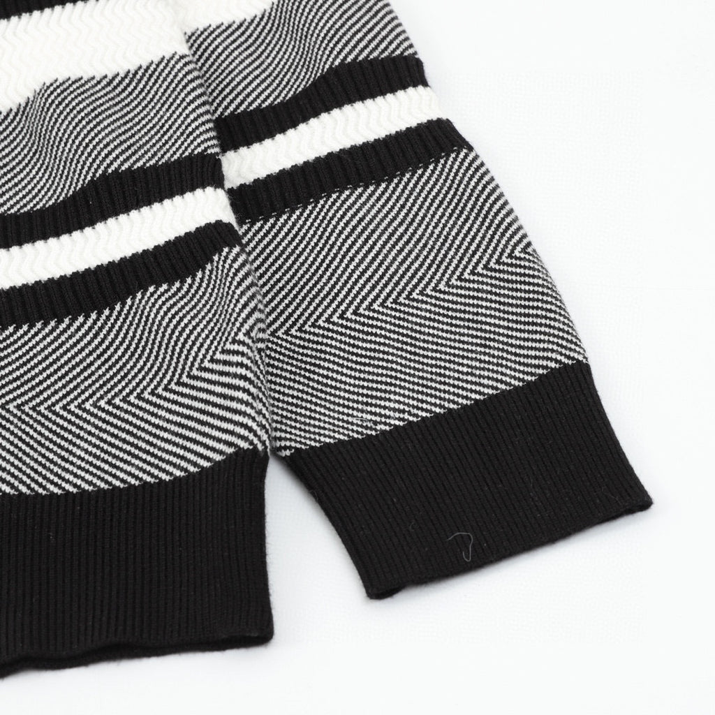 Chanel Autumn/Winter Striped Knit Pullover with Embroidered Double-C Logo