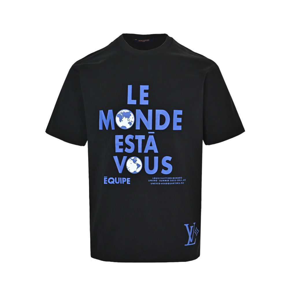 Louis Vuitton "Le Monde Est à Vous" Graphic Short-Sleeve T-Shirt in Black
