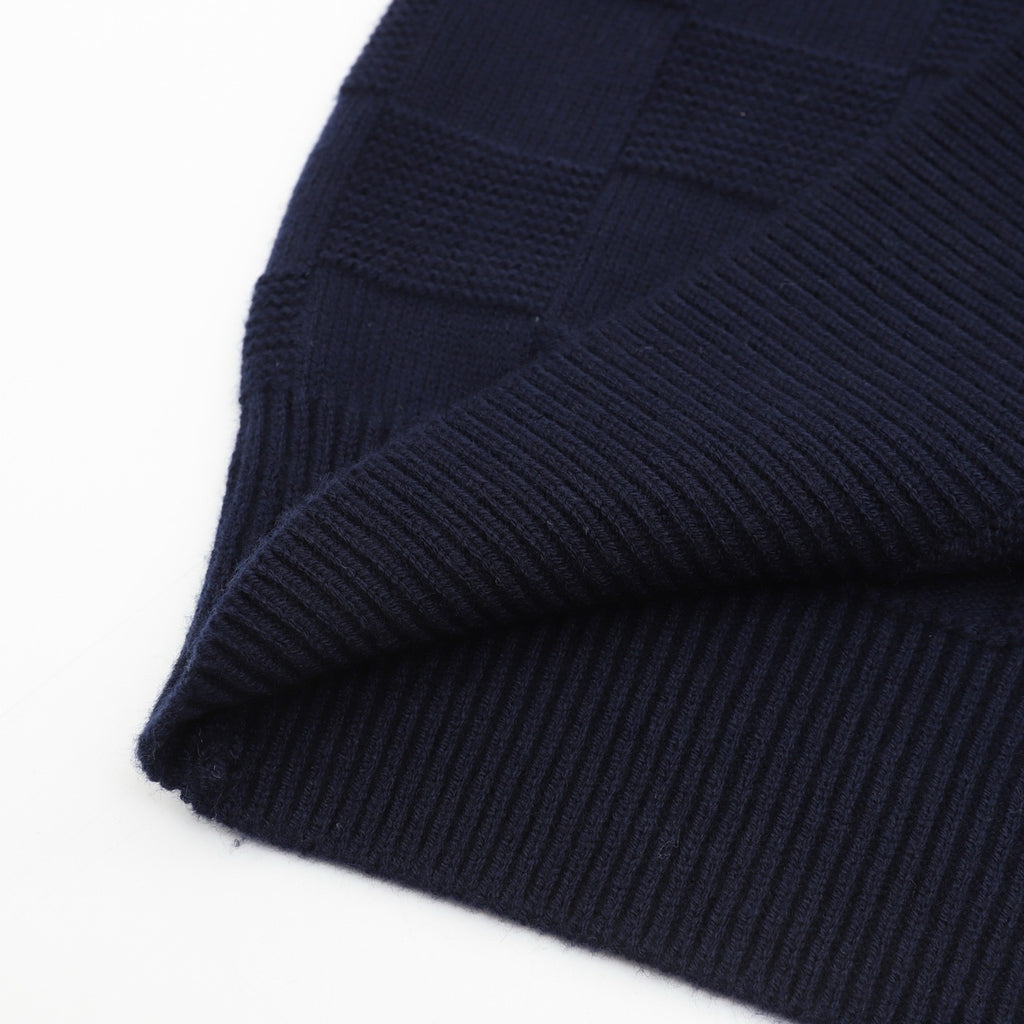 Louis Vuitton Women's Men's Navy Checkered Crewneck Knit Sweater