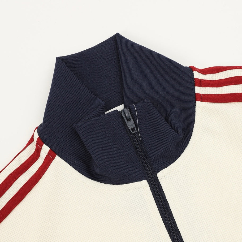 Adidas Originals American Retro Trefoil Track Jacket | Cream Burgundy Stripe Navy Trim