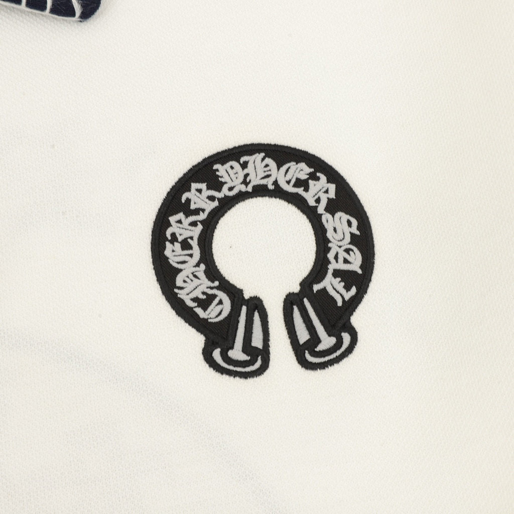 CH Long-Sleeve Polo Shirt with Horseshoe Embroidery and Collar