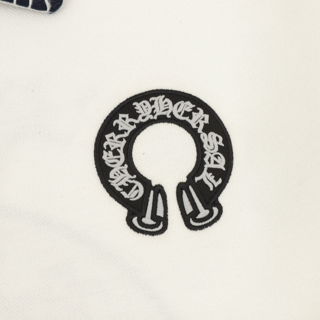CH Long-Sleeve Polo Shirt with Horseshoe Embroidery and Collar
