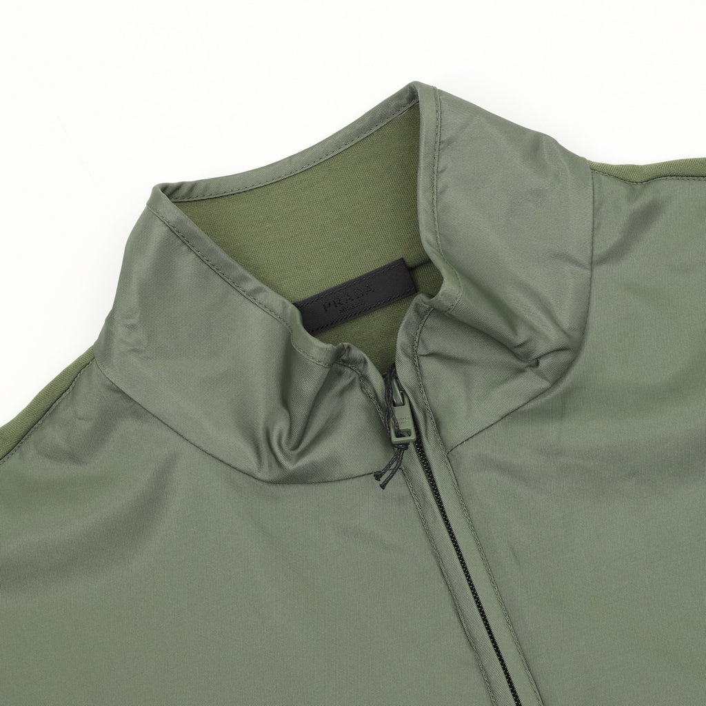 Prada Triangle Logo Nylon-Panelled Half-Zip Sweatshirt