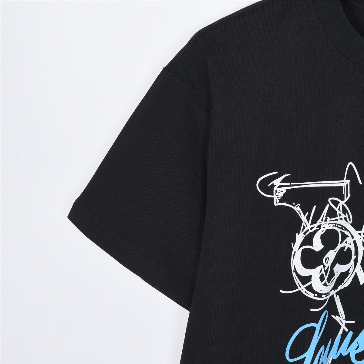 Louis Vuitton Graffiti LV Logo Print Short-Sleeve T-Shirt in Black