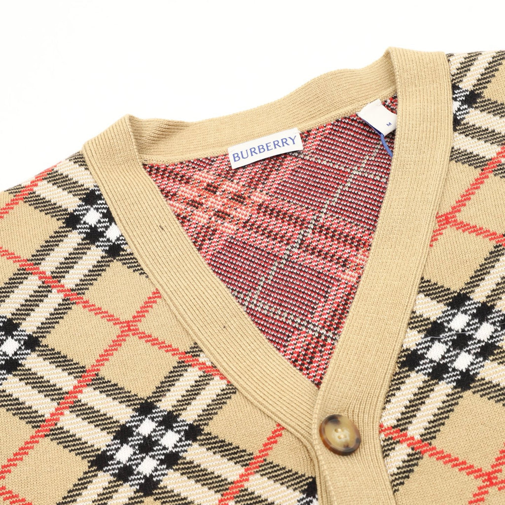 Burberry Diamond-Pattern Knit Cardigan