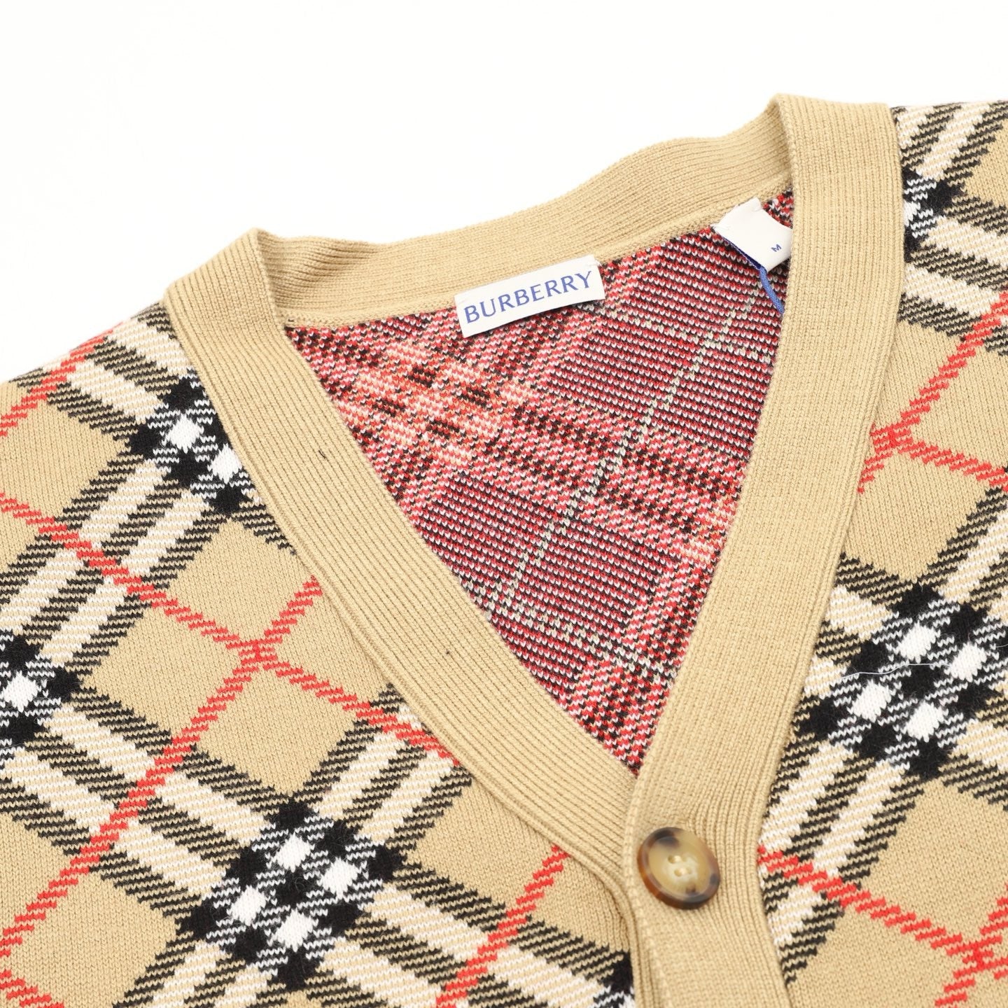 Burberry Diamond-Pattern Knit Cardigan