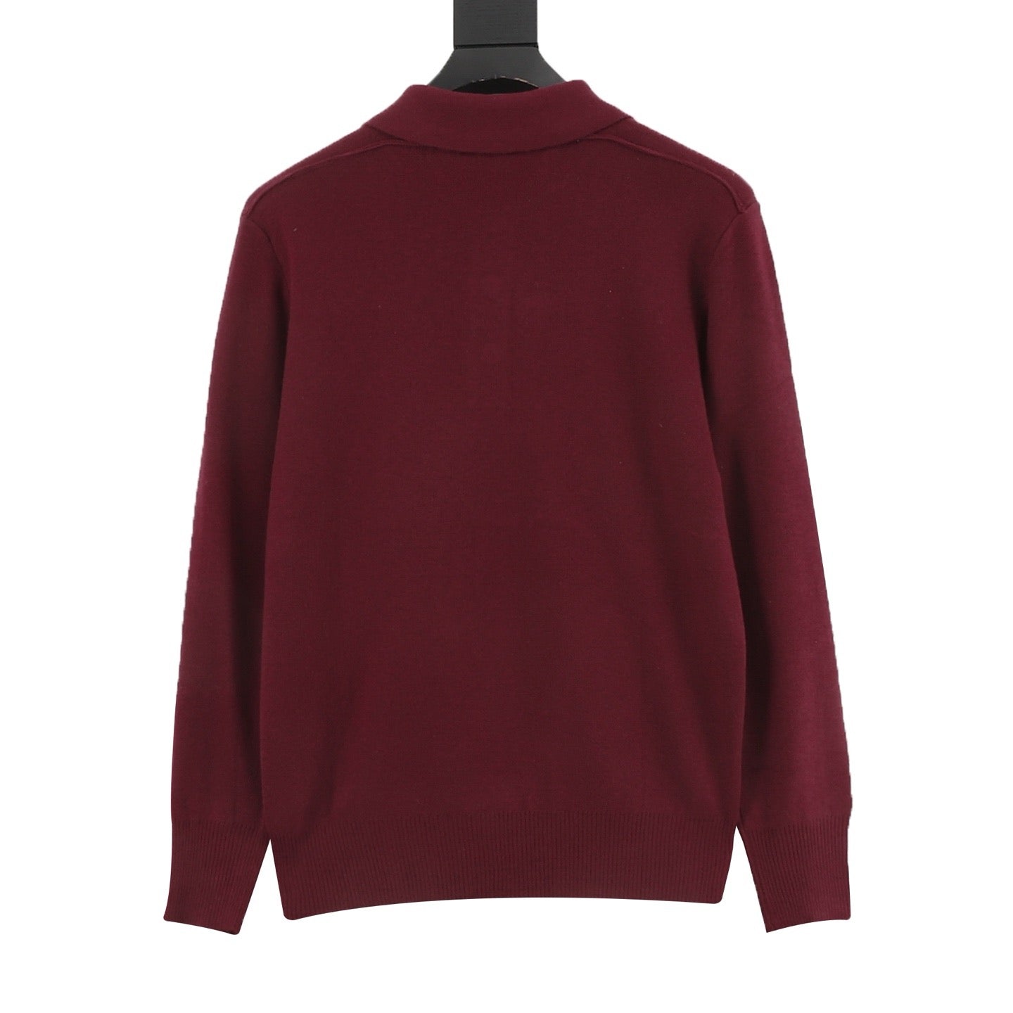 Burberry Five-Color Check Placket Wool Long Sleeve Polo Sweater | Black Relaxed Luxury Knitwear