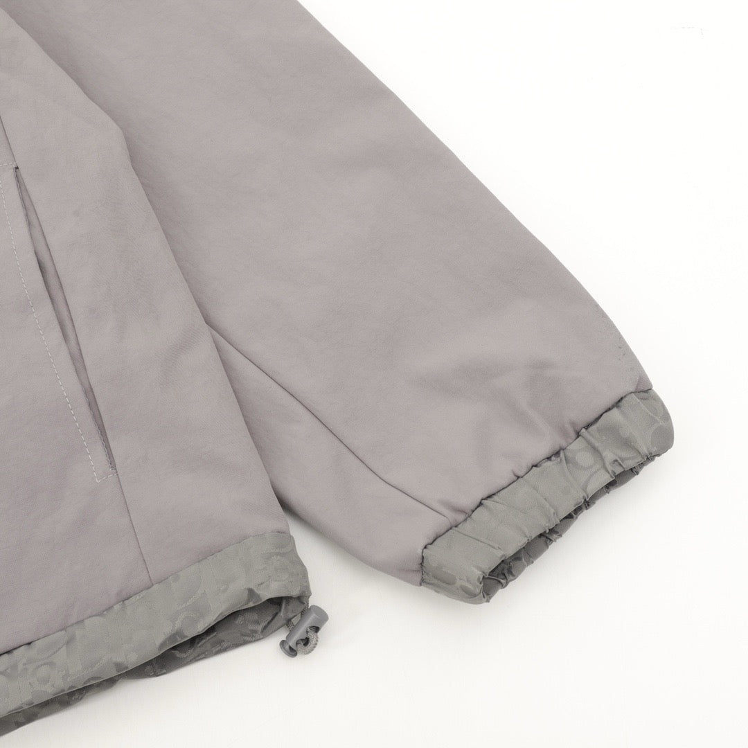 Dior Women's & Men's Grey Technical Fabric Hooded Windbreaker