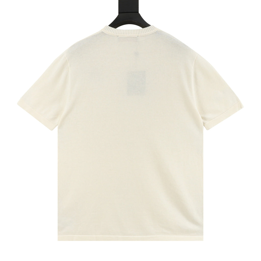 Louis Vuitton Logo Print Knit Short-Sleeve T-Shirt in Cream