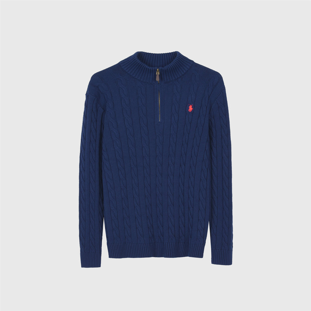 Polo Ralph Lauren Women's & Men's Royal Blue Cable-Knit Half-Zip Sweater