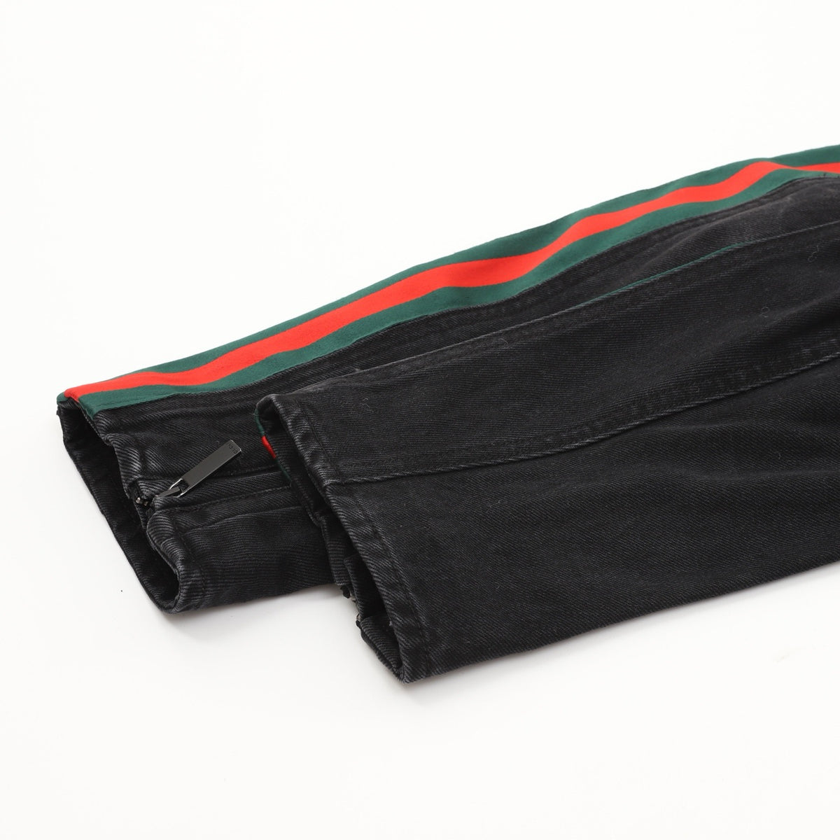 Gucci Women's & Men's Black Denim Jacket with Web Stripe Sleeves