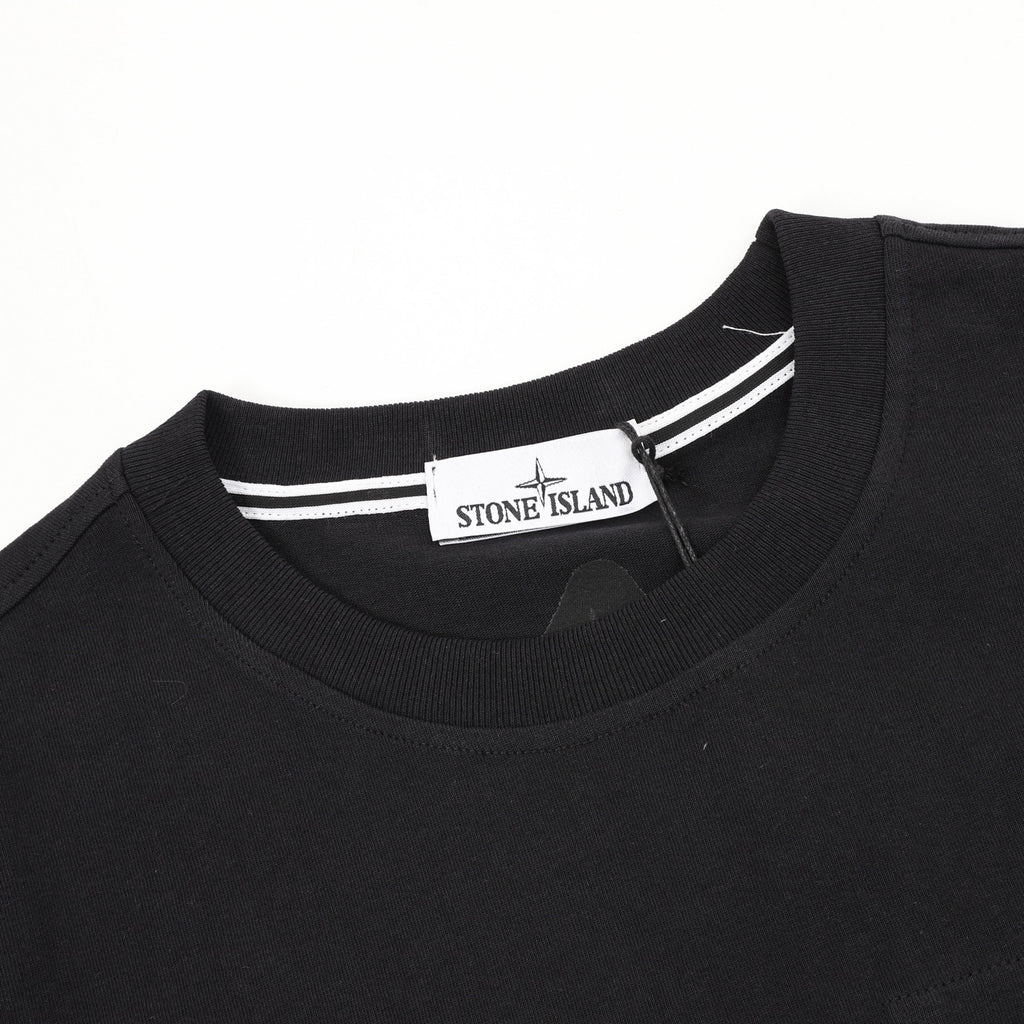 Stone Island Pocket Star Embroidered Short-Sleeve T-Shirt in Black