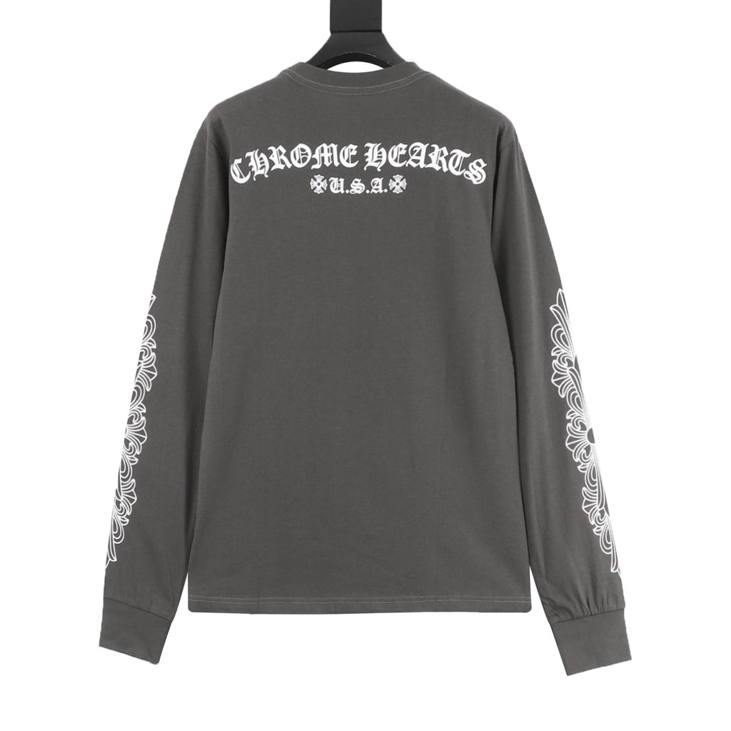 Chrome Hearts 25FW Sanskrit Scroll Print Long Sleeve T-Shirt | Black Gothic Luxury Streetwear