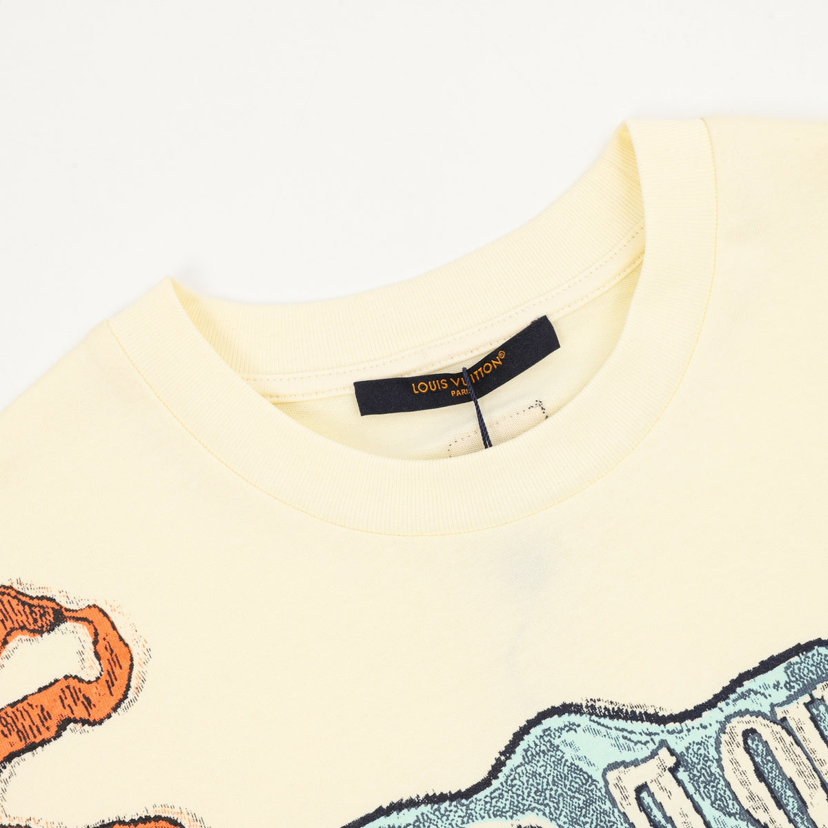 Louis Vuitton Flag Graphic Print Short-Sleeve T-Shirt in Cream