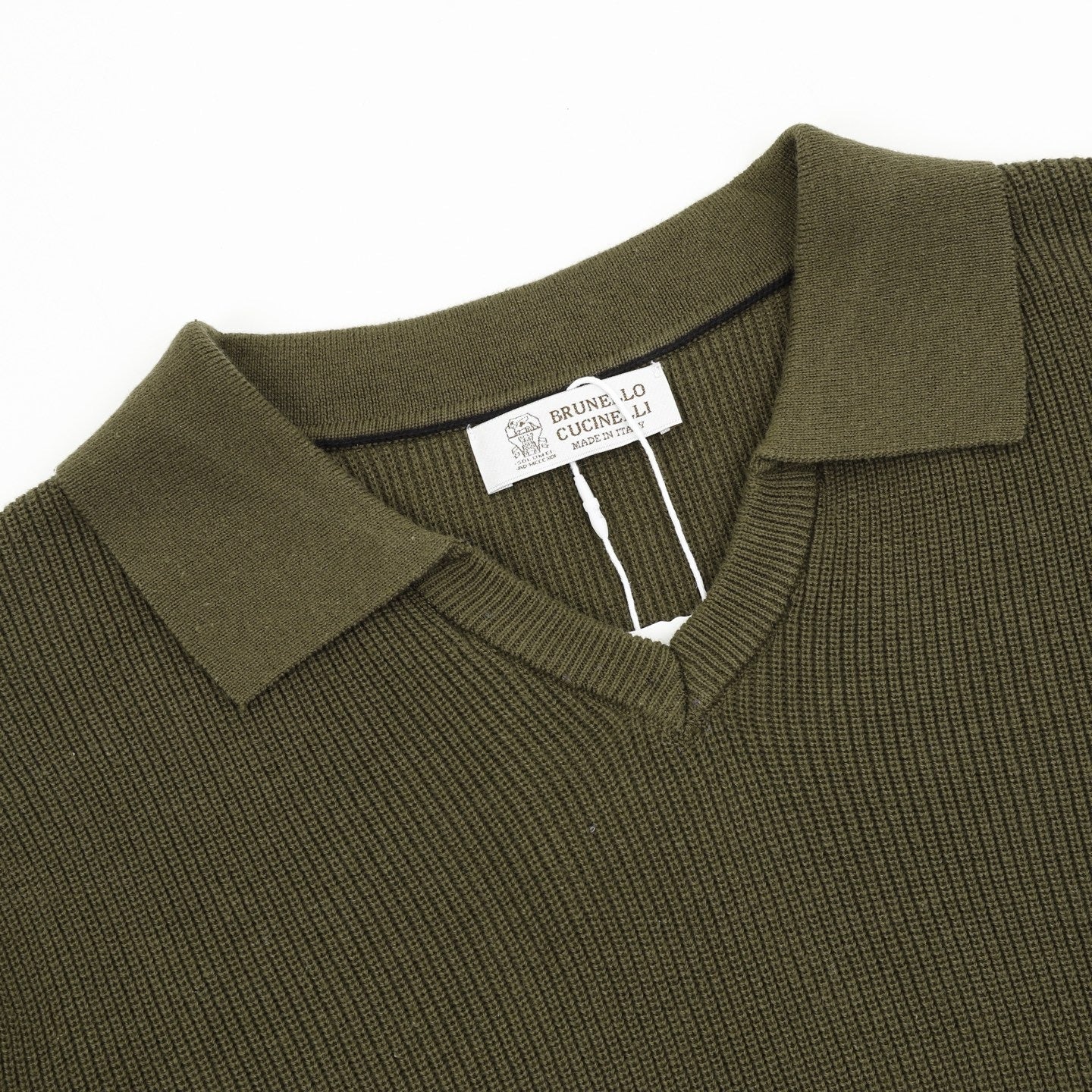 Brunello Cucinelli BC Seagull Collar Knit Short-Sleeve Polo
