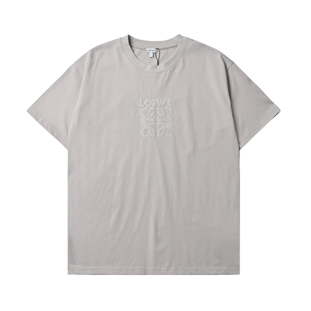 Loewe Anagram Embroidered Short-Sleeve T-Shirt in Light Grey