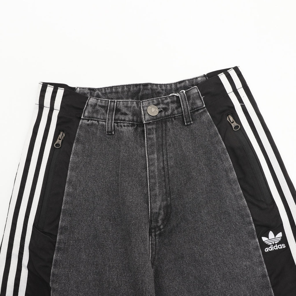 adidas Originals Women's Men's Indigo Side-Stripe Panelled Wide-Leg Denim Jeans
