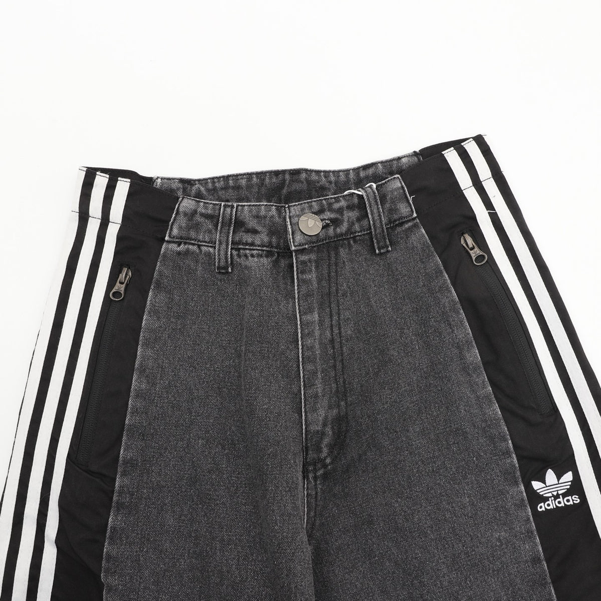 adidas Originals Women's Men's Indigo Side-Stripe Panelled Wide-Leg Denim Jeans