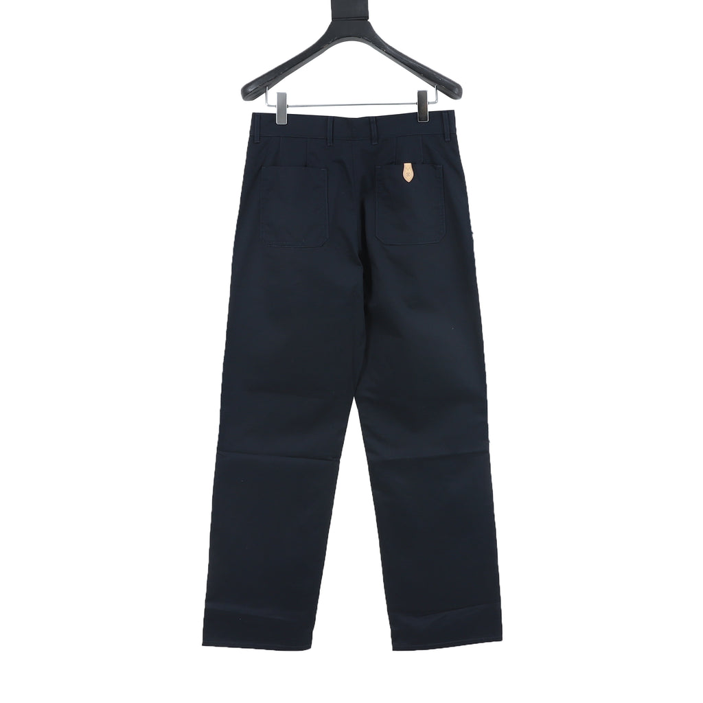Louis Vuitton LV Leather Tag Silk-Cotton Crepe Straight-Leg Trousers