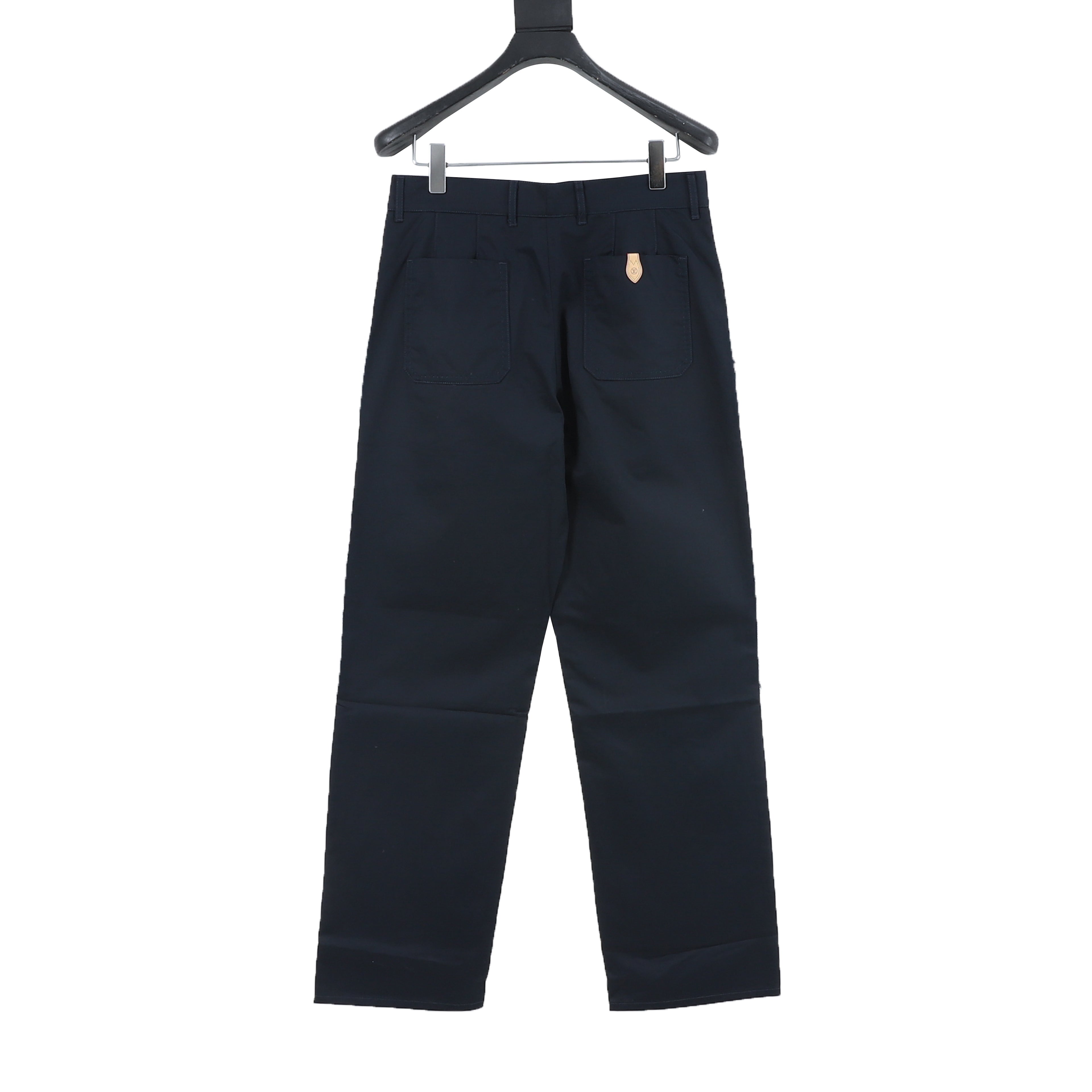 Louis Vuitton LV Leather Tag Silk-Cotton Crepe Straight-Leg Trousers
