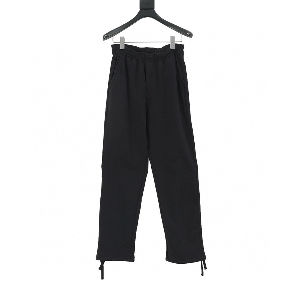 Prada Tonal Logo Label Hem Drawstring Straight Leg Cotton Trousers