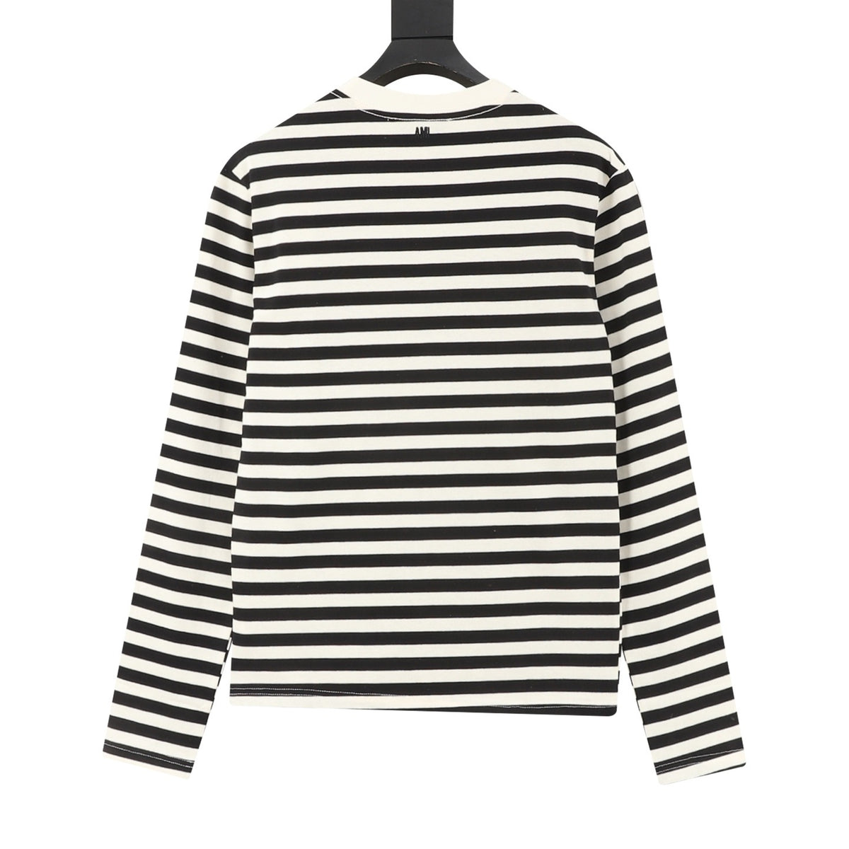 AMI Paris Women's & Men's Black & Off-White Striped Long Sleeve Top with Small A Logo