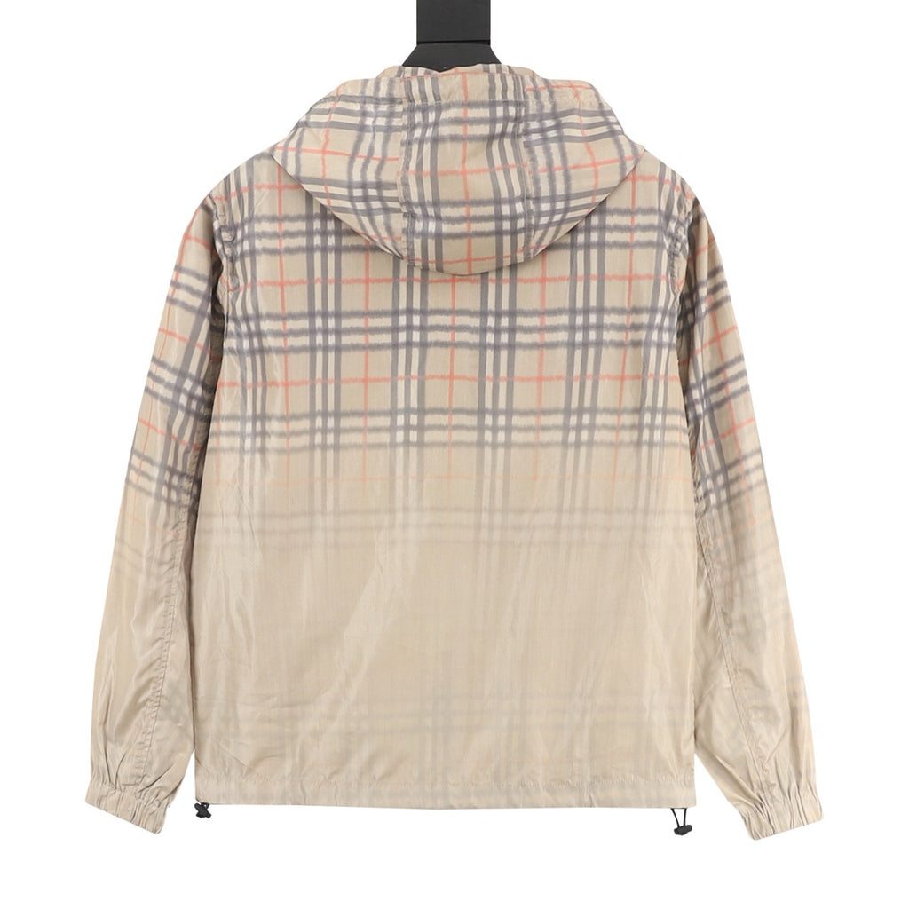 Burberry 26SS Gradient Vintage Check Hooded Windbreaker Jacket | Camel Grey Lightweight