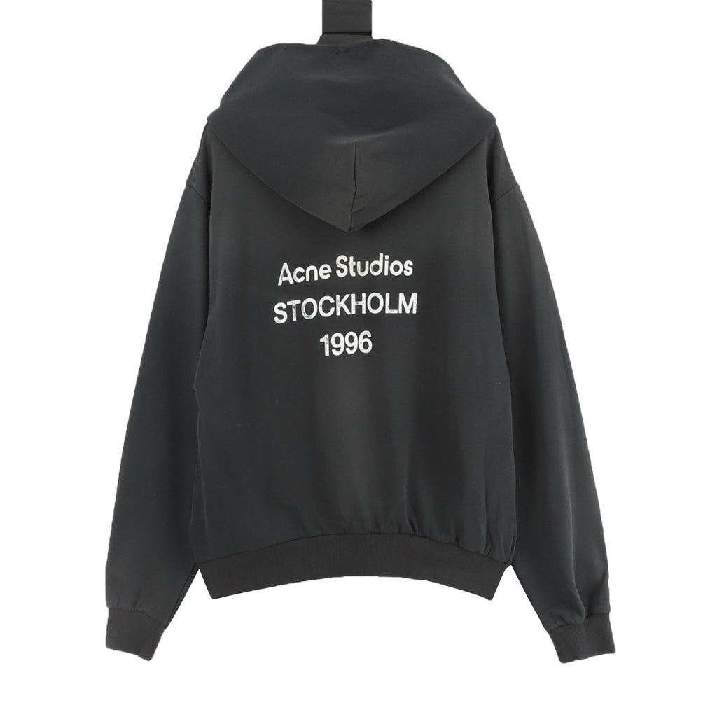 Acne Studios Six-Color Spray Paint Distressed Back Letter Hoodie | Light Grey Oversized Luxury Sweatshirt