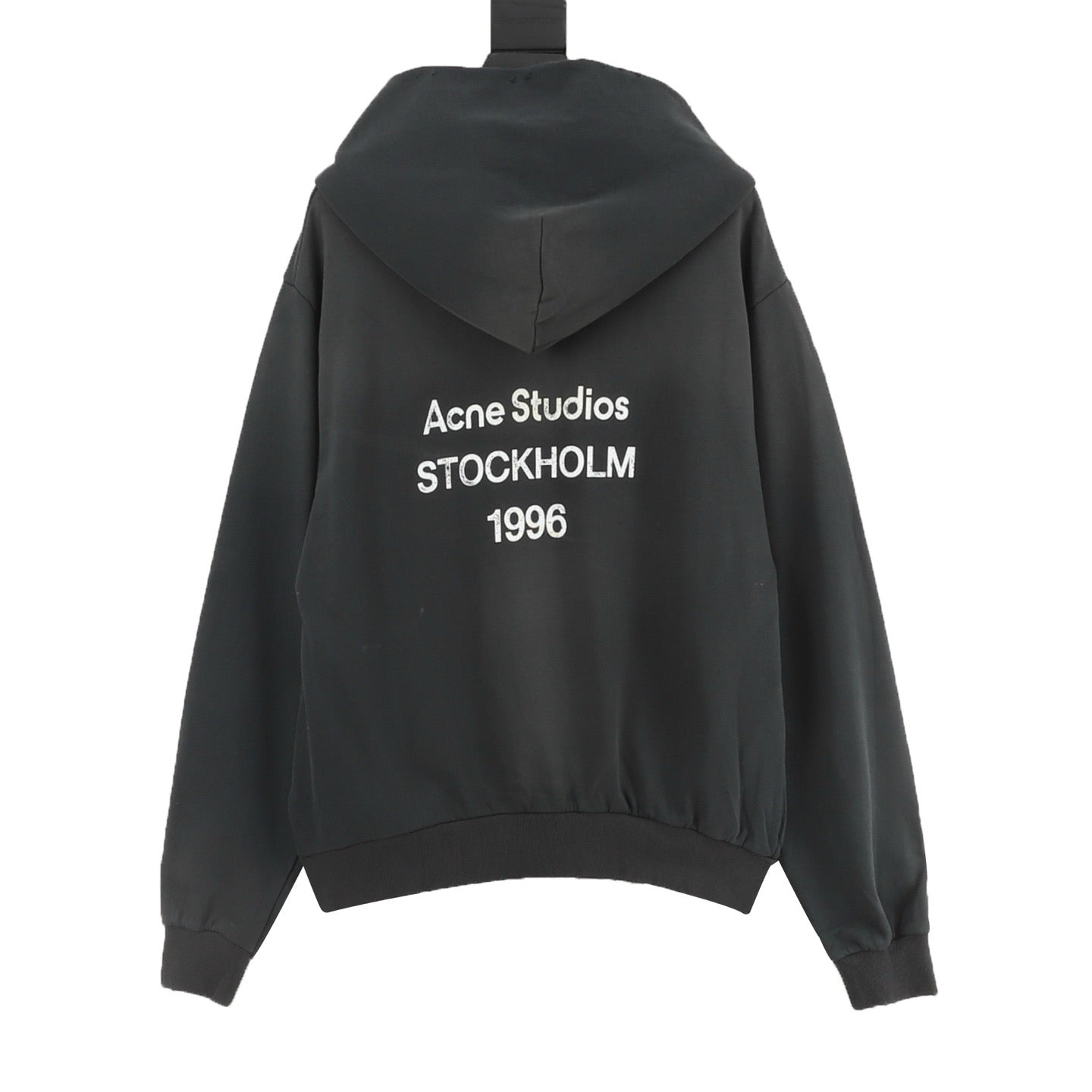 Acne Studios Six-Color Spray Paint Distressed Back Letter Hoodie | Light Grey Oversized Luxury Sweatshirt