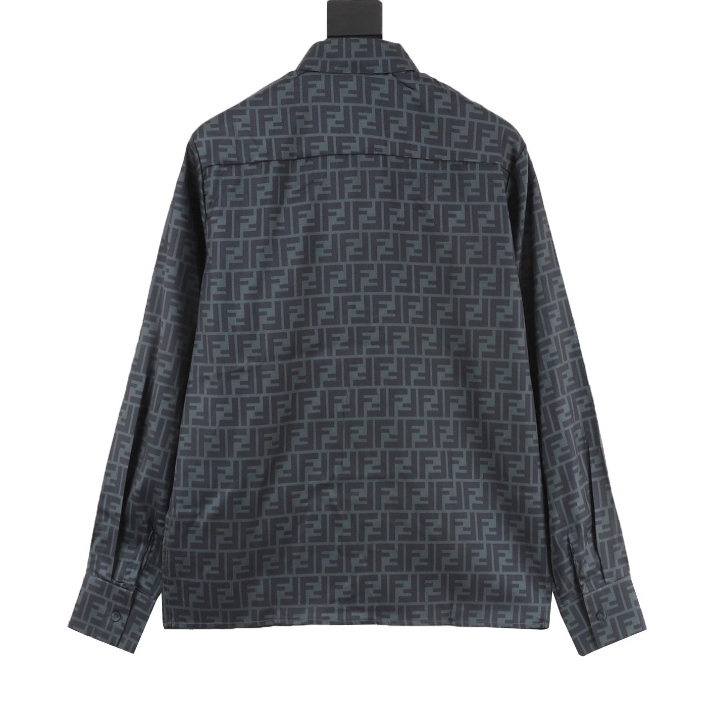 Fendi Classic All-Over FF Monogram Shirt | Dark Grey Tonal Luxury Long Sleeve