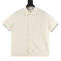 Brunello Cucinelli Two-Tone Vertical Stripe Rib Knit Short-Sleeve Cardigan