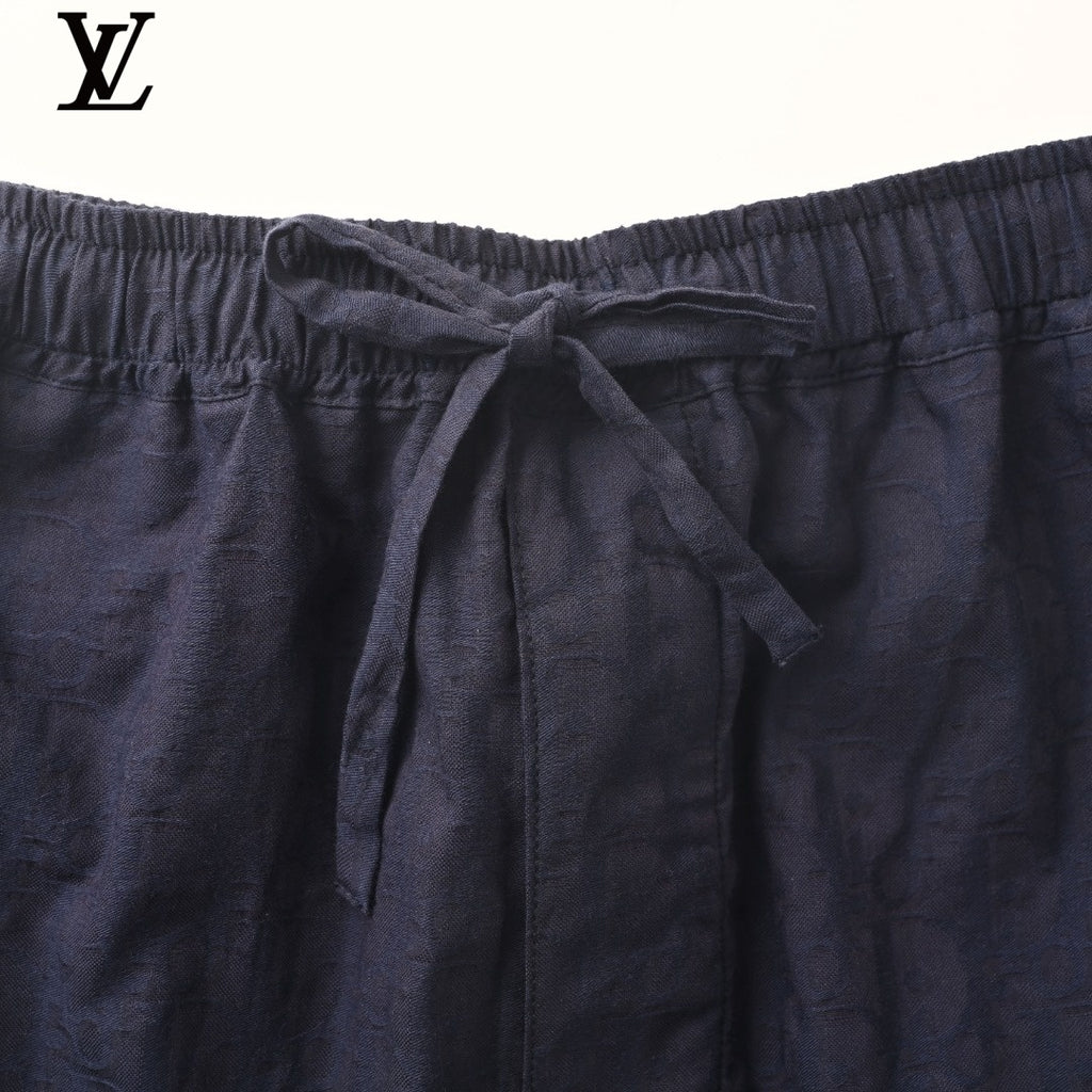 Louis Vuitton Navy Crinkled Drawstring Shorts