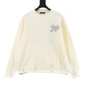 CH Embroidered Sanskrit Cross Distressed Knit Sweater