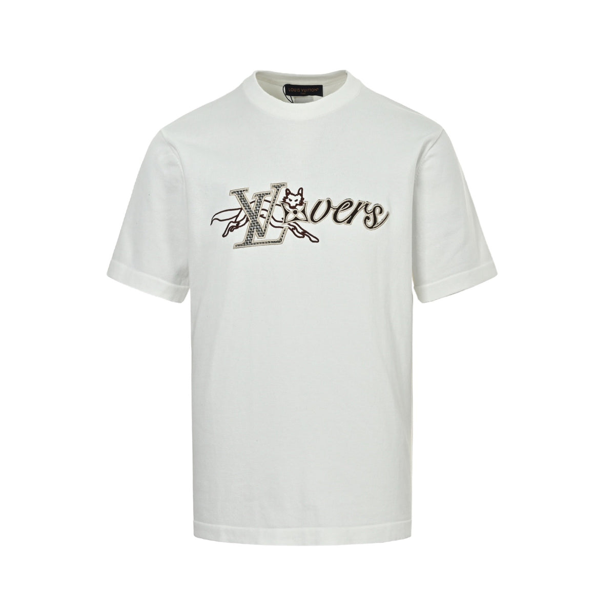 Louis Vuitton Lovers Embroidered Short-Sleeve T-Shirt in White