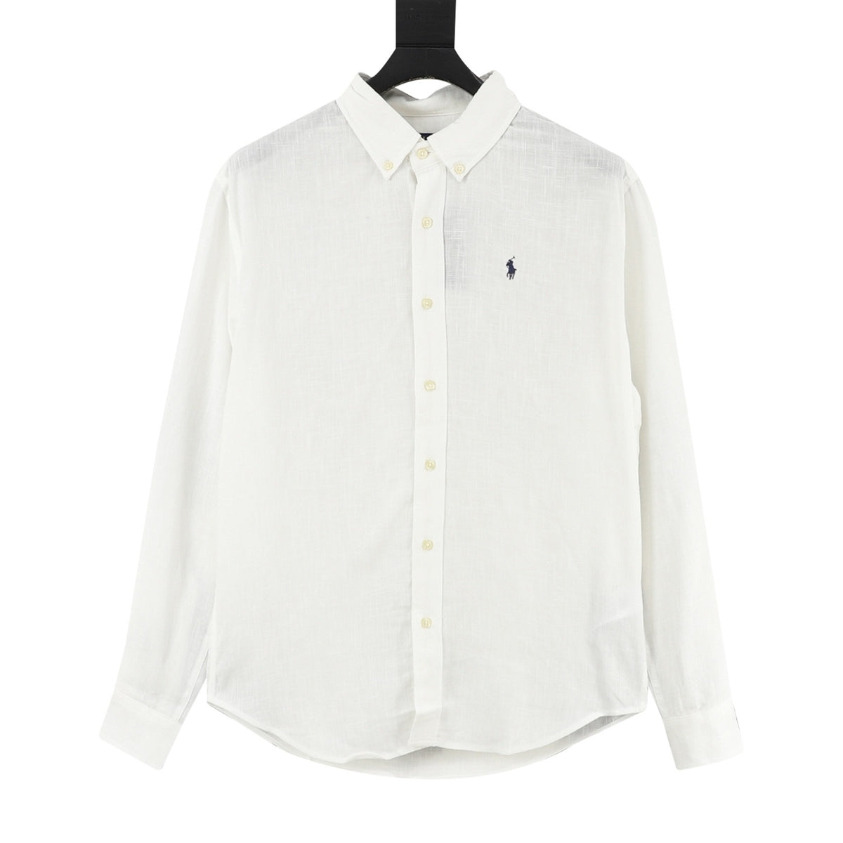 Ralph Lauren Women's Men's White Pony Logo Long-Sleeve Linen Shirt