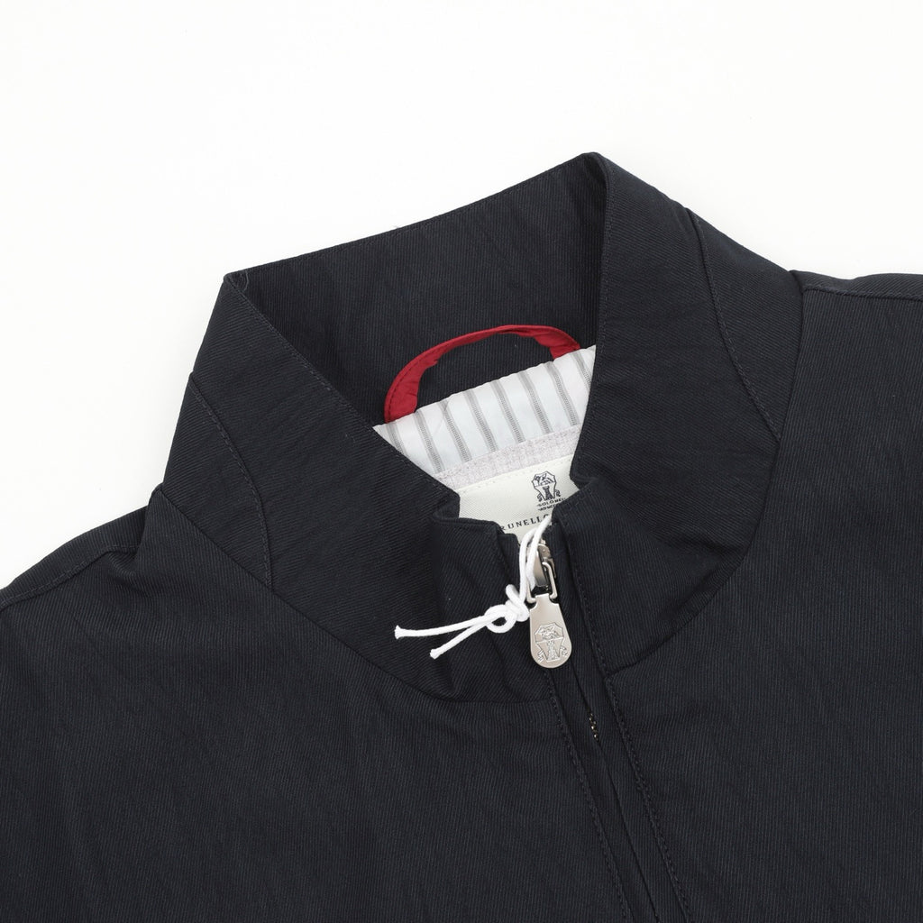 Brunello Cucinelli Women's Men's Black Embroidered Logo Stand-Collar Zip-Up Jacket