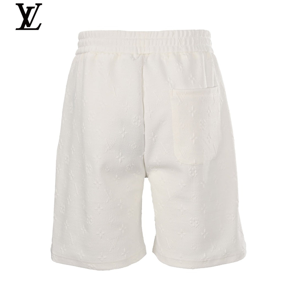 Louis Vuitton White Embossed Monogram Drawstring Shorts