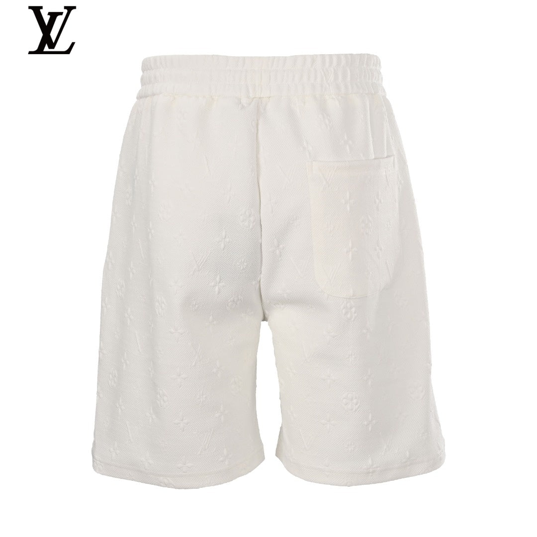Louis Vuitton White Embossed Monogram Drawstring Shorts