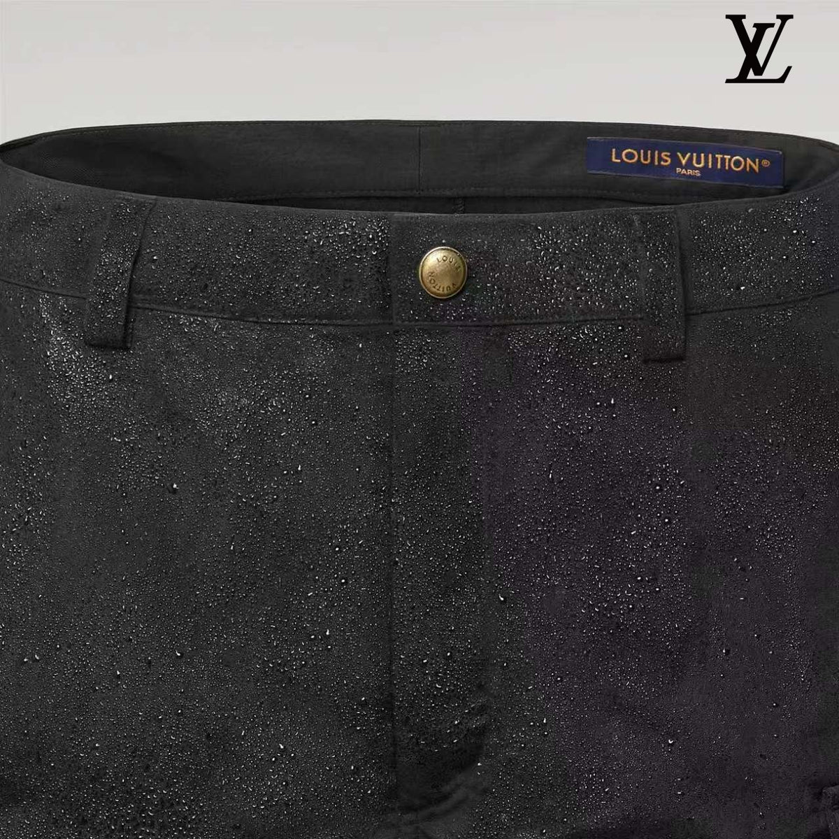 Louis Vuitton Black Nylon Circular Logo Print Cargo Shorts