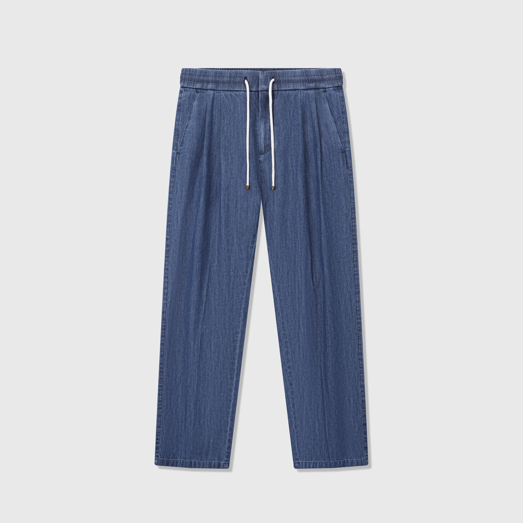 Loro Piana Dark Blue Drawstring Denim Trousers | Women's & Men's Styling