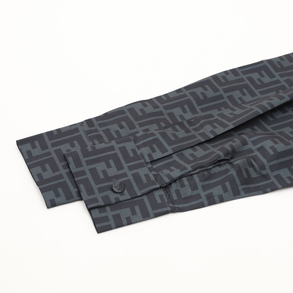 Fendi Classic All-Over FF Monogram Shirt | Dark Grey Tonal Luxury Long Sleeve