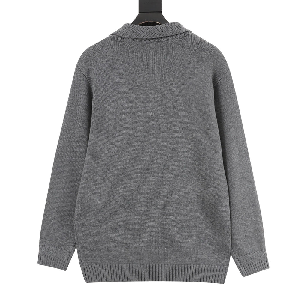 Bottega Veneta Tricolor Textured Knit Collar Wool Polo Sweater | Camel Relaxed Luxury Knitwear