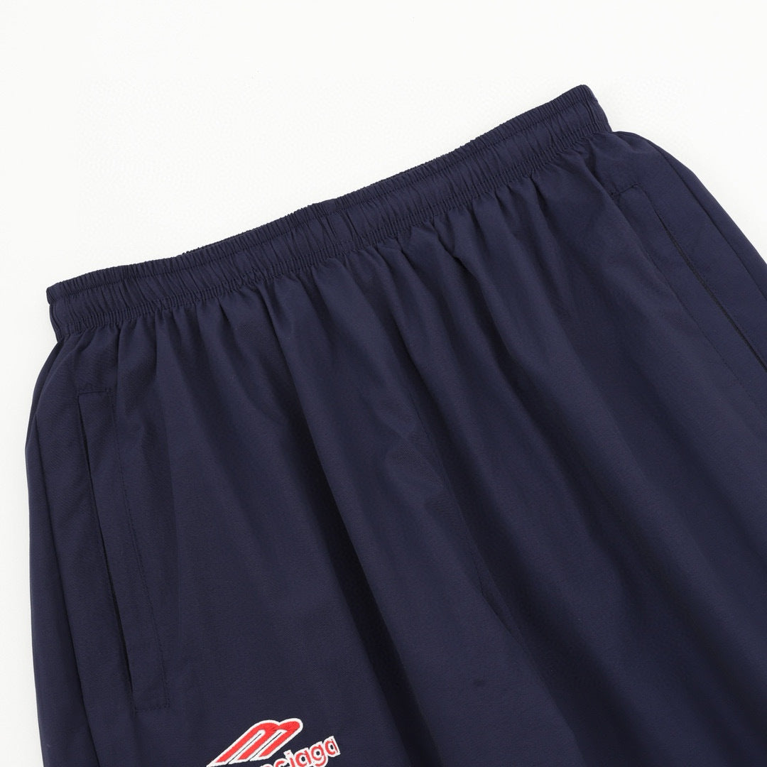 Balenciaga 26SS Sport Logo & Crest Embroidered Wide-Leg Track Pants